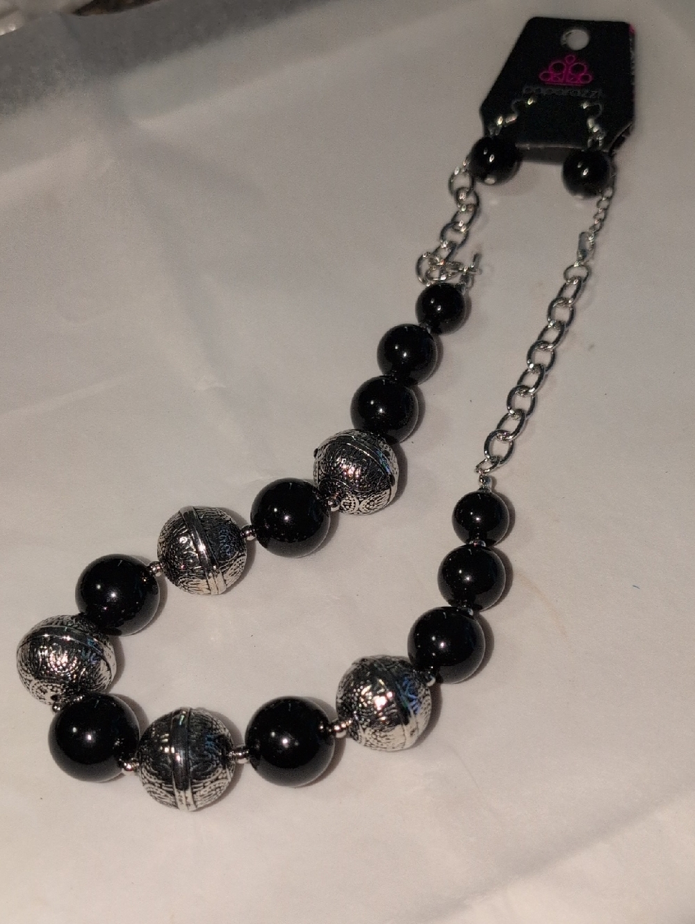 ❤️‍🔥10/$10❤️‍🔥 NEW ♡ PAPARAZZI Black & Silver Beaded Necklace & Earrings Set